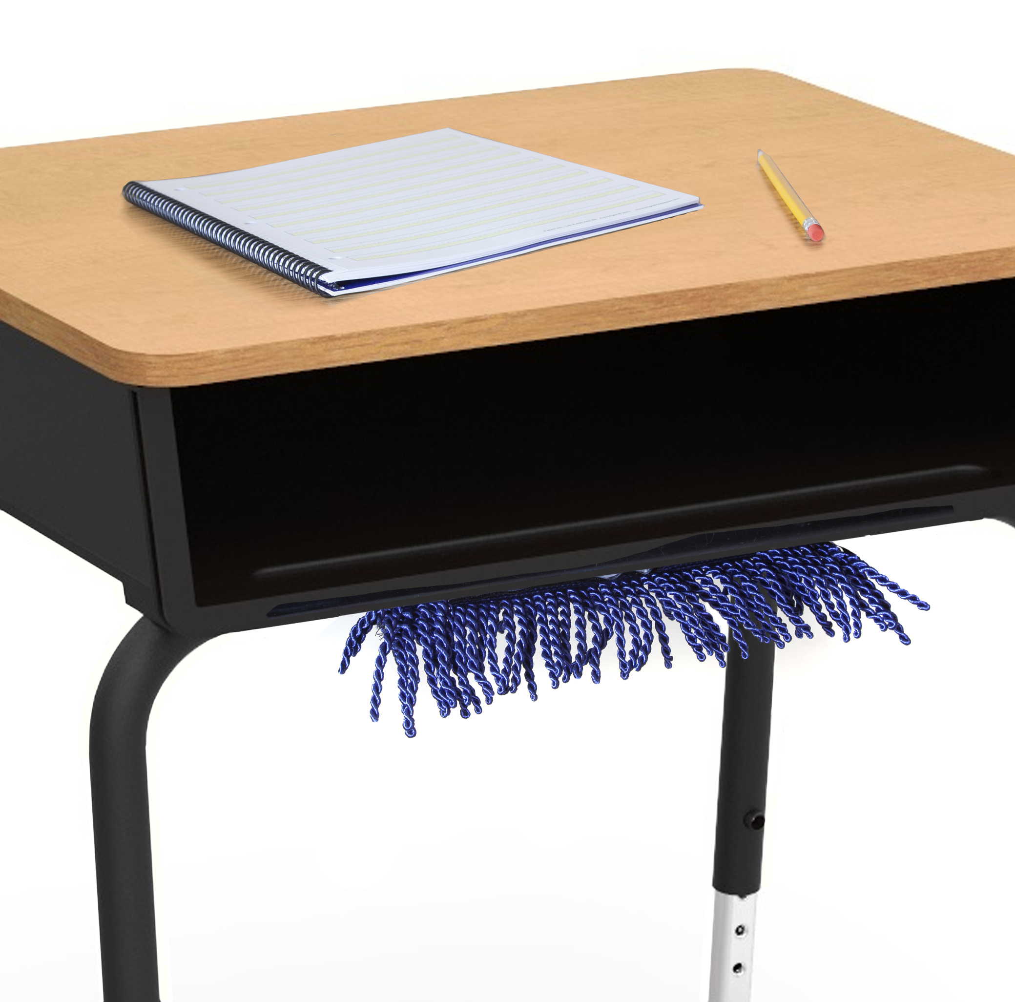 under desk blue fringe